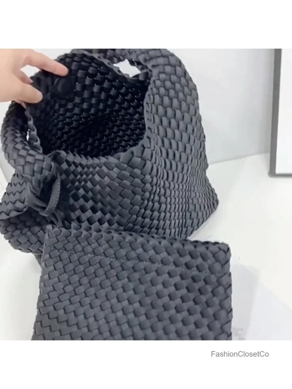Handwoven Faux Suede Tote Hobo Bag with Wallet - Top Handle Shoulder Crossbody